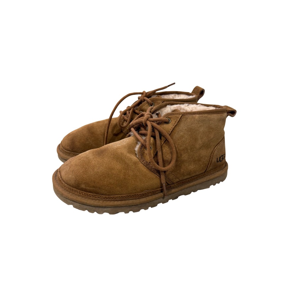 UGG Neumel Chestnut Suede Lace Up Chukka Boots Shearling Lined Women 8